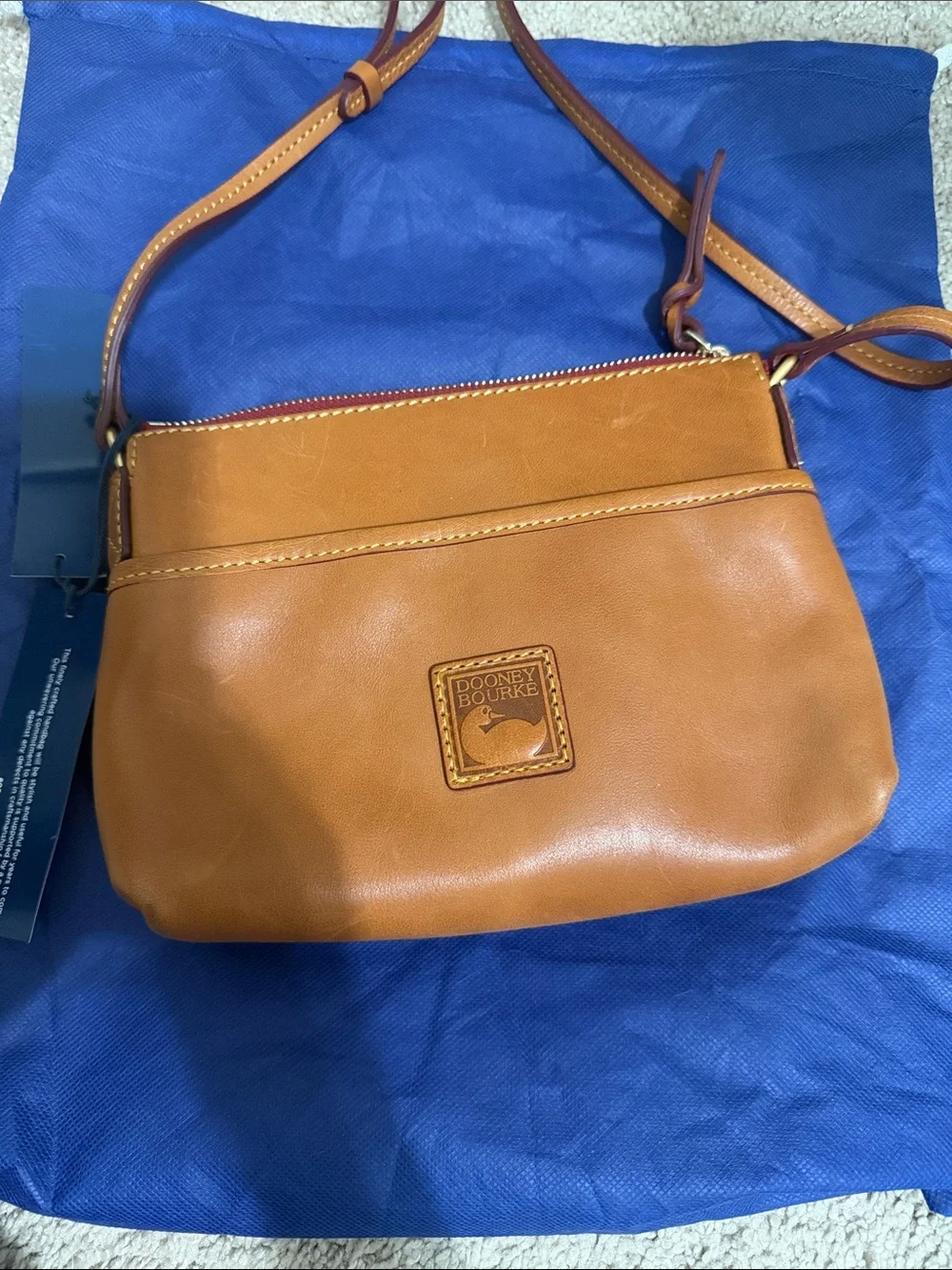 NWT - Dooney & Bourke Ginger Cognac Florentine Leather Crossbody Bag